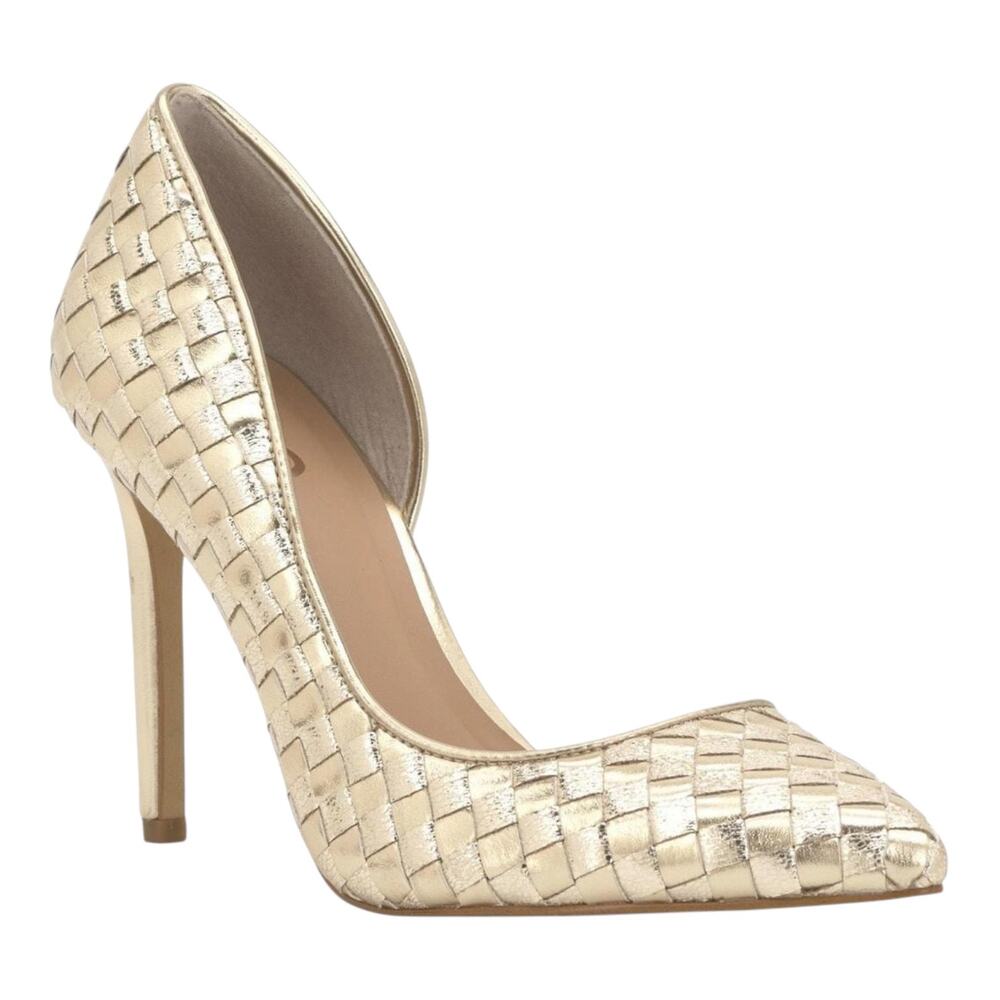 INC Women's Kenjay d'Orsay Woven High Heel Pumps Gold Size 10